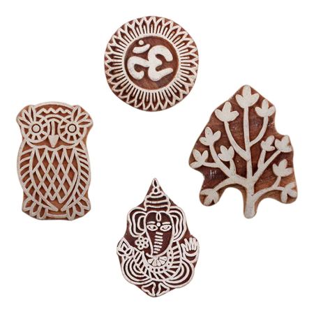 Set of 4 Piece New Mix Wooden Printing Blocks